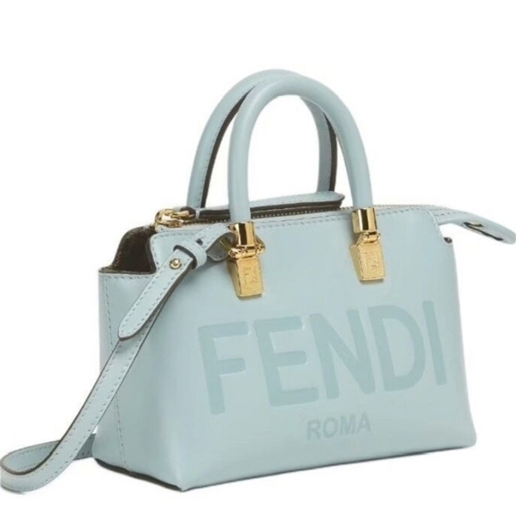 Fendi By The Way Mini Leather Small Boston Bag in light blue - Picture 3 of 3